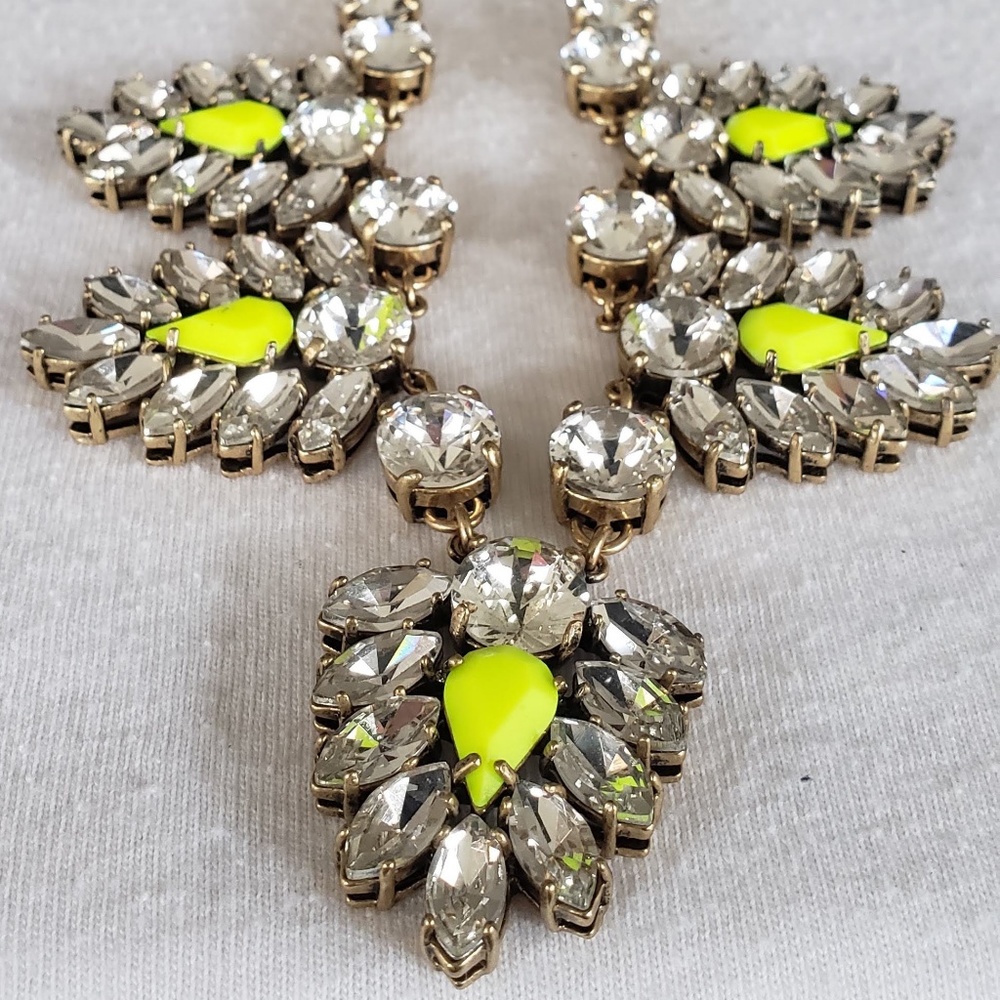 J. Crew bright neon yellow feather necklace